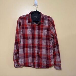 Toad&Co Flannagan Cotton Plaid Long Sleeve Button Up Men M Red